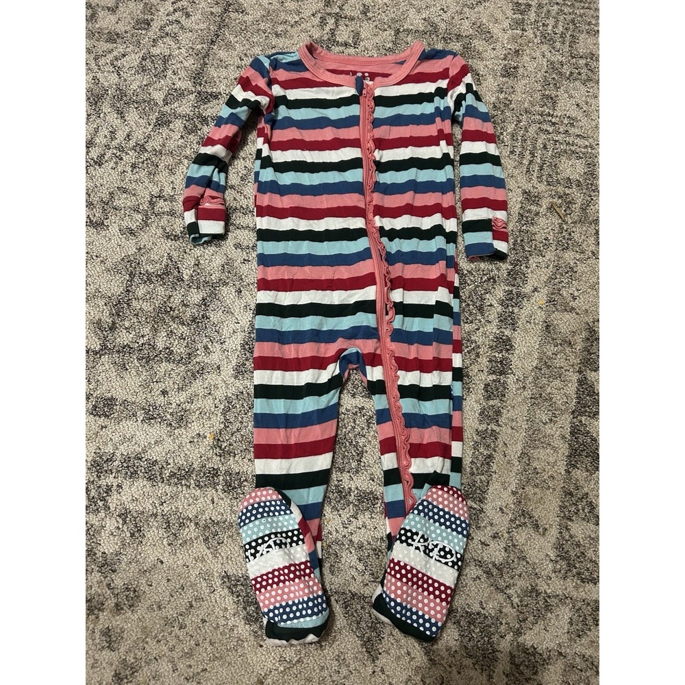 Kickee‎ Pants Babygirl Stripped Kickee Pants Footie Pjs Bamboo Size 18-24 Months